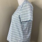 Kate Spade Saturday Let Loose Top Sz M Light Blue White Stripe Blouse Slip Neck Photo 2