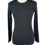 Ralph Lauren Lauren  Black Long Sleeve Top Ribbed Knit Zipper ShoulderWomen Small Photo 0