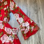 ZARA  Red Floral Ruffle Maxi Dress Size S Photo 4