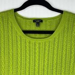 Talbots Talbot’s Kelly Green Cotton Cable Knit Top Women’s Size Medium Button-Tab Blouse Photo 2