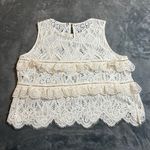ZARA Crewneck Lace Tiered Sleeveless Tank Top Size Small Cottagecore Boho Photo 1