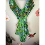 Aerie Green Floral Ruffled One-Piece Swimsuit - Size - Small Long Photo 6