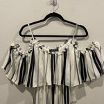 Central Park West Striped Off Shoulder Crop Top Photo 0