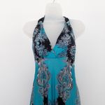 VTG Y2K Peony Womens Halter Dress Size S Blue Paisley Midi Boho Indie Sleaze Photo 1
