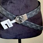 Michael Kors Gray and Black Textured Reversible Belt with MK Buckle Photo 2
