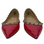 Valentino Garavani Rockstud Two Tone Poined Toe Flats Red Pink Size 40 Photo 3