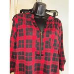 Always Indigo S Buffalo Plaid Half Zip Pull On Blouse Red Photo 2