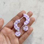 Urban Outfitters Lilac Checker Statement Earrings Photo 0