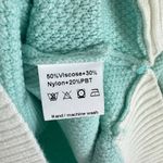 ETCYY NWT Blue White Trim Long Balloon Sleeve Waffle Knit Plush Sweater Size M Size M Photo 7