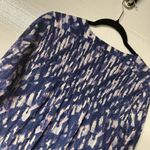 Rose + Olive Rose + Olivia Women Y Neck Top 1X Purple Abstract Watercolor Button Front Flowy Photo 9