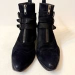 Sendra Black Suede Ankle Moto Boots with Three Buckle Straps and Zipper Size 39 Photo 2