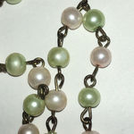 Elegant Faux Pearl Necklace with Green and Pink Beads Photo 5