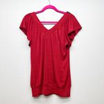 Wrapper  Y2K Red Top Womens Large Banded Bottom Boho Retro Chic Christmas Holiday Photo 4