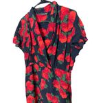 All that jazz Vintage  Black Red Rose Print Short Sleeve Midi Dress Size SM Photo 1