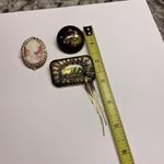 Lot Of 3 Vintage Costume Brooches Pins One Hand painted, Cameo Is Dual Pendant Photo 6