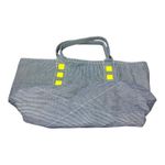 JET JOHN ESHAYA Striped Blue Tote Bag with Neon Yellow Studs Photo 3