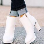 Bamboo White Ankle Heeled Booties Photo 0