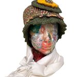 Madison 88 Crochet Flower Hat Madison Multicolor Knit Hat with Vintage Scarf Set Green Photo 0