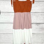 SheIn Burnt Orange Pink & White Colorblock Tiered Dress 
Size Small Photo 5