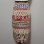 Bisou Bisou Orange Multicolored Aztec Side Slit Scuba Pencil Skirt Size XL Photo 1