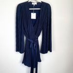 L'Academie  Revolve Florence Navy Pleated Mini Wrap Dress NWT Sz S Photo 4