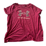 Under Armour  Women's Burgundy Loose Fit T Shirt Leopard Logo Size 2X Photo 0