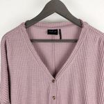 Urban Outfitters UO Out From Under Jojo Pink Oversized Waffle Knit Thermal Long Sleeve Top Photo 2