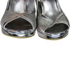 Brash  Silver Sparkly Glitter Open Toe Platform Stiletto Heels Size 6.5 Photo 3