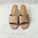 EXPRESS Crystal Ball Faux Beige Nude Croc Embossed Slide Low Heel Sandals 6 Photo 3