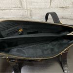 Ralph Lauren Lauren Black Croc Leather Beige Canvas Gold Turnlock Shoulder Bag Photo 7