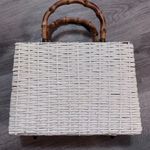 Magid Handmade in Japan Needlepoint Cat Kitten Bow Wicker Bag Purse Unique Photo 5