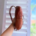 Marta Ponti Cognac Brown Leather Basketweave Satchel Handbag with Brass Hardware Photo 6