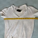 NWT Monrow Super Soft Short Sleeve V Neck Dress Womens Small Gray Cream NEW $168 Photo 5