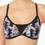 Hula Honey  Women's Black Multi Just Another Brick Printed Bikini Swim Top sz S Photo 0