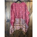 Nurture Cardigan Shawl Kimono Paisley Fringe Hem Red Size XL Photo 1