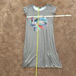 A Rare Bird Maxi Dress Sm/Med Oversized Lagen Feather Headdress Tshirt Dress Gray Photo 5