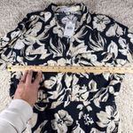 Mango MNG Floral Print Button Front Shirt Dress Black Cream XL Photo 13