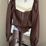 Salty  Brown Long Sleeve Blouse Photo 1