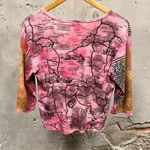 Gilma Vintage Y2K Western Map Skull Aztec Pink Tie Dye Top USA Made Large L Photo 4