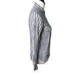 ZARA Basic Striped Button Down Shirt White Denim Size Small Photo 2