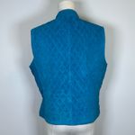 Revue Quilted Blue Suede Vest Pockets Front Zipper 100% Leather Women’s Size 10 Photo 5