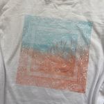 Old Navy White T-Shirt with Blue Beach Scene Pattern Photo 3
