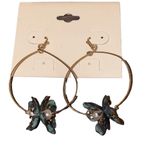 ✨ Rain : Gold Patina Big Hoop Flower Charm Earring ✨ Photo 1