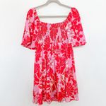 Flying Tomato  Womens Babydoll Dress Size M Pink Floral Puff Sleeve Boho Tropical Photo 6