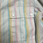 Diane Von Furstenberg  VINTAGE PEARL SNAP STRIPED Button Up size 12 made in Italy Photo 3