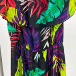 Bold Elements  cut to curve off shoulder tropical ruffle floral M colorful palm Photo 4