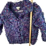 Emma Camusso Womens L Wool Blend Textured Chunky Knit Cardigan Sweater Uruguay Purple Size L Photo 3