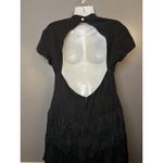 Geary Roark Kamisato Dress Womens 12 Black Fringe Flapper Open Back Cocktail Photo 6