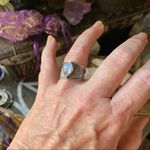 Moonstone Sterling Silver Etched Wide Band Ring Size 9 Silver Photo 6