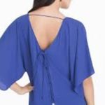 White House | Black Market WHBM Lace-Up Back Kimono Blouse in Ultramarine size xs EUC Photo 4